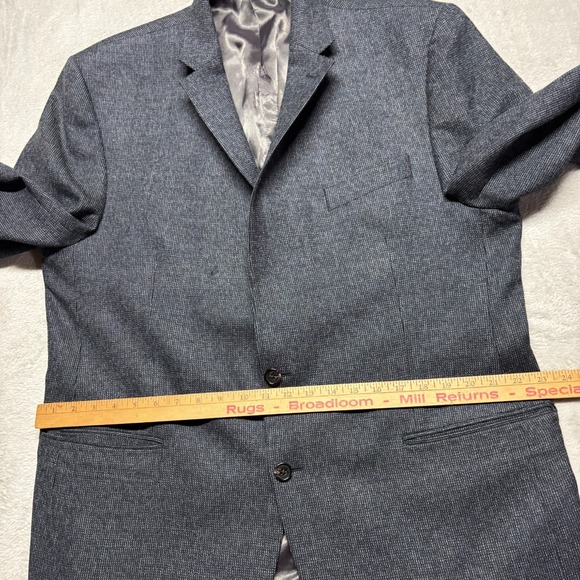 Lauren Ralph Lauren Blazer Mens 46R Sport Coat  Blue‎ Black Herringbone Wool - Picture 9 of 11